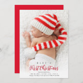初めてのクリスマスの写真の誕生発表 シーズンカード (正面/裏面)