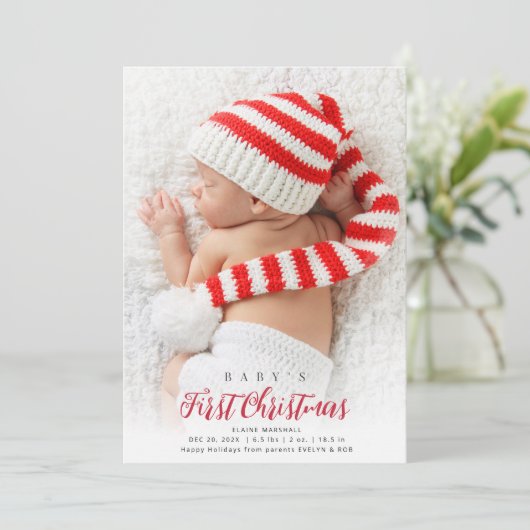 初めてのクリスマスの写真の誕生発表 シーズンカード (スタンド正面)
