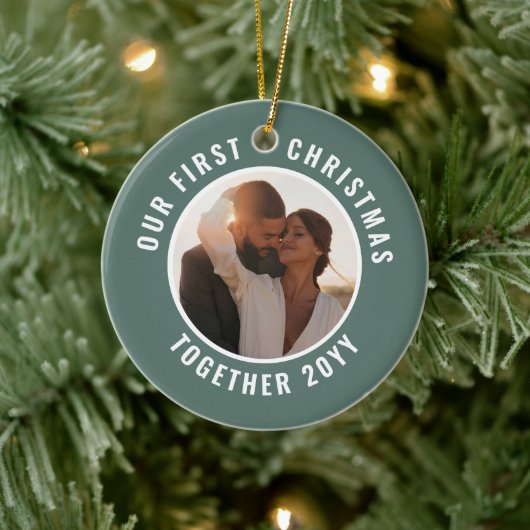 初めてのクリスマスの写真モダンギフト セラミックオーナメント (ツリー)