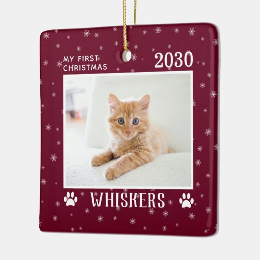 初めてのクリスマスの写真名の年のカスタム セラミックオーナメント (左)