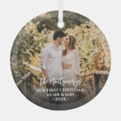 初めてのクリスマスの写真 ガラスオーナメント (正面)