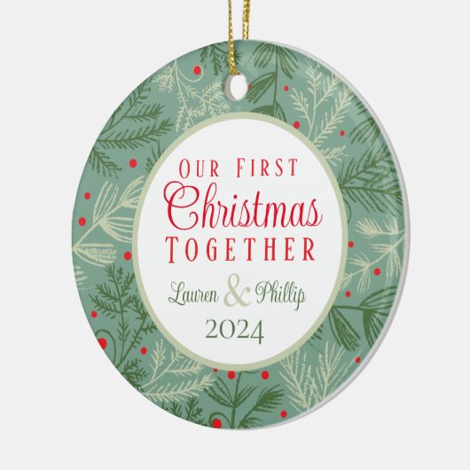 初めてのクリスマスの写真 セラミックオーナメント (左)