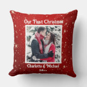 初めてのクリスマスの写真、名前の追加 クッション (正面)