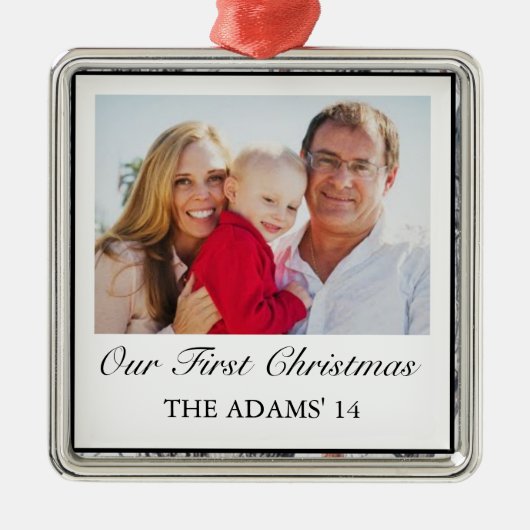 初めてのクリスマスの冬の迷彩柄のオーナメント メタルオーナメント (正面)