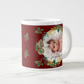 初めてのクリスマスの叔母フォトホリーパインコーン金ゴールド ジャンボコーヒーマグカップ (正面右)