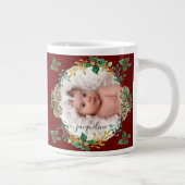 初めてのクリスマスの叔母フォトホリーパインコーン金ゴールド ジャンボコーヒーマグカップ (右)