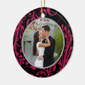 初めてのクリスマスの合作ピンクの黒写真 セラミックオーナメント (左)