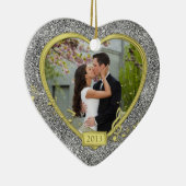 初めてのクリスマスの合成フォトハートクリスマス セラミックオーナメント (右)