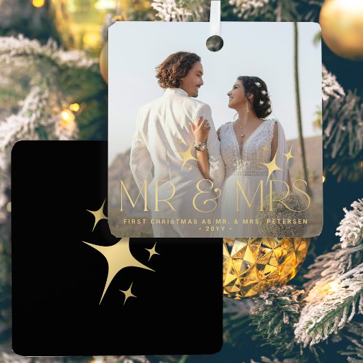 初めてのクリスマスの名前の写真とミセスモダン メタルオーナメント