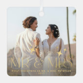 初めてのクリスマスの名前の写真とミセスモダン メタルオーナメント (正面)