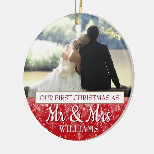 初めてのクリスマスの名前2写真 セラミックオーナメント (左)