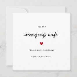 初めてのクリスマスの妻ロマンチックハートのmr&ms name カード