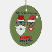 初めてのクリスマスの婚約したなオーナメント-髭の唇 セラミックオーナメント (右)