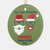 初めてのクリスマスの婚約したなオーナメント-髭の唇 セラミックオーナメント (左)