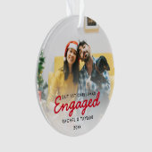 初めてのクリスマスの婚約したな写真のカップルのオーナメント オーナメント (正面)
