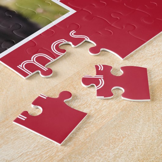 初めてのクリスマスの子犬の写真の葉赤 ジグソーパズル (側面)