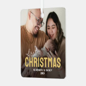 初めてのクリスマスの家族写真 メタルオーナメント (正面左)