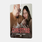 初めてのクリスマスの家族写真 メタルオーナメント (正面左)