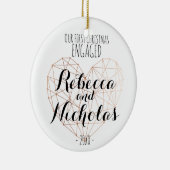 初めてのクリスマスの幾何学的なハートのバラのオーナメント セラミックオーナメント (右)