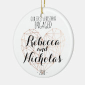 初めてのクリスマスの幾何学的なハートのバラのオーナメント セラミックオーナメント (左)