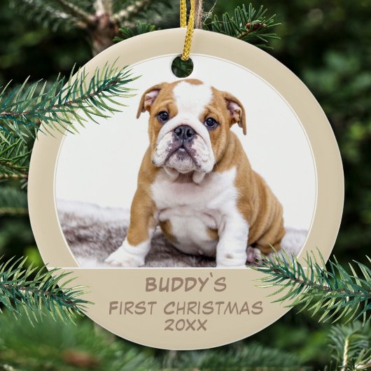 初めてのクリスマスの愛犬の写真入りグッズ セラミックオーナメント