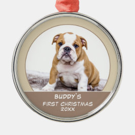 初めてのクリスマスの愛犬の写真入りグッズ メタルオーナメント