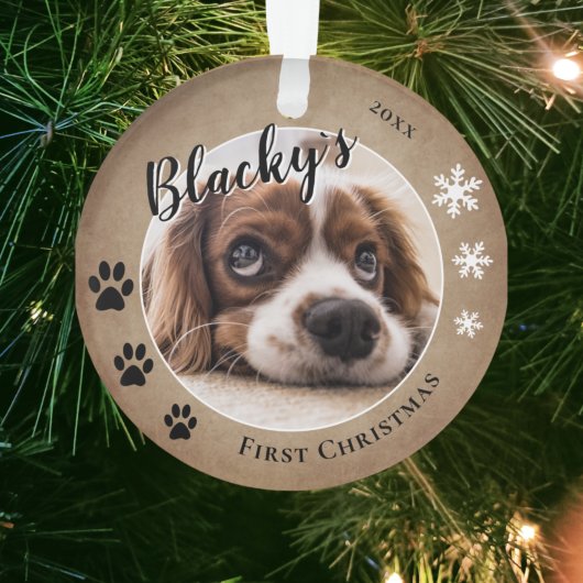 初めてのクリスマスの愛犬の名前フォト オーナメント
