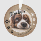 初めてのクリスマスの愛犬の名前フォト オーナメント (正面)