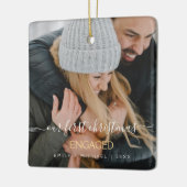 初めてのクリスマスの手婚約した書き写真 セラミックオーナメント (左)