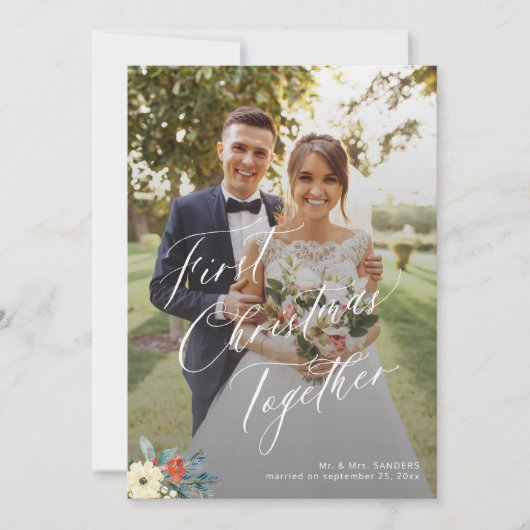 初めてのクリスマスの数々の写真結婚の シーズンカード (正面)