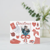 初めてのクリスマスの新しいカップルの写真の挨拶 ポストカード (スタンド正面)