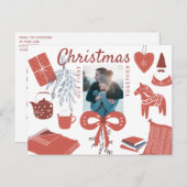 初めてのクリスマスの新しいカップルの写真の挨拶 ポストカード (正面/裏面)