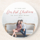 初めてのクリスマスの新しいホームアドレスの写真 コースター (正面)