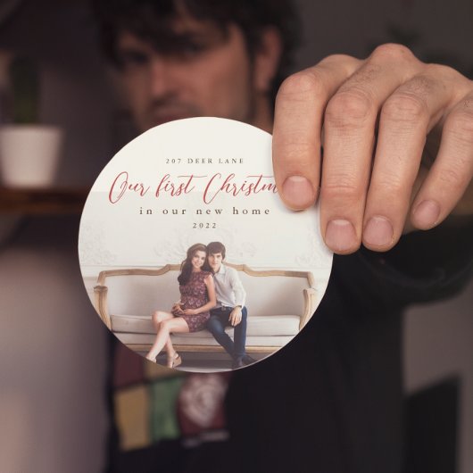 初めてのクリスマスの新しいホームアドレスの写真 コースター