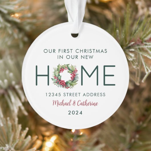 初めてのクリスマスの新しいホームウォーターカラーリース オーナメント (ツリー)