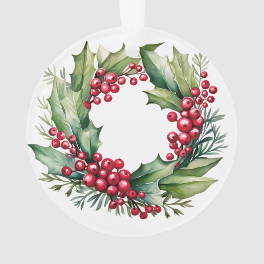 初めてのクリスマスの新しいホームウォーターカラーリース オーナメント (裏面)