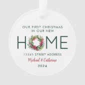 初めてのクリスマスの新しいホームウォーターカラーリース オーナメント (正面)