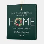 初めてのクリスマスの新しいホームウォーターカラーリース セラミックオーナメント (左)