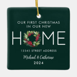 初めてのクリスマスの新しいホームウォーターカラーリース セラミックオーナメント