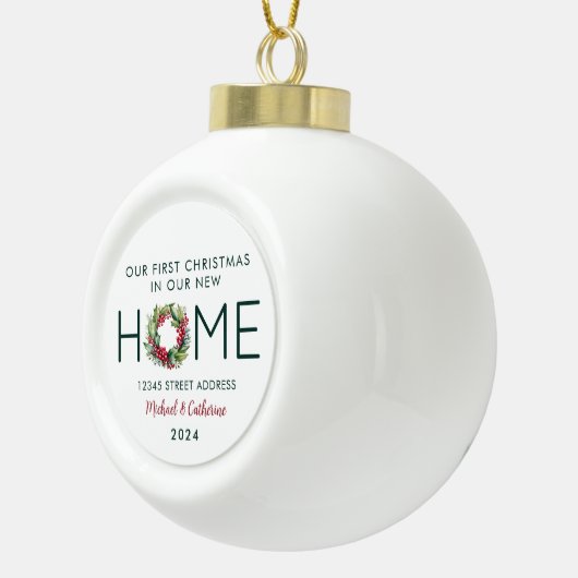 初めてのクリスマスの新しいホームウォーターカラーリース セラミックボールオーナメント (右)