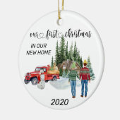 初めてのクリスマスの新しいホームウォーターカラー冬 セラミックオーナメント (左)