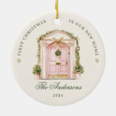 初めてのクリスマスの新しいホームウォーターカラー セラミックオーナメント (裏面)