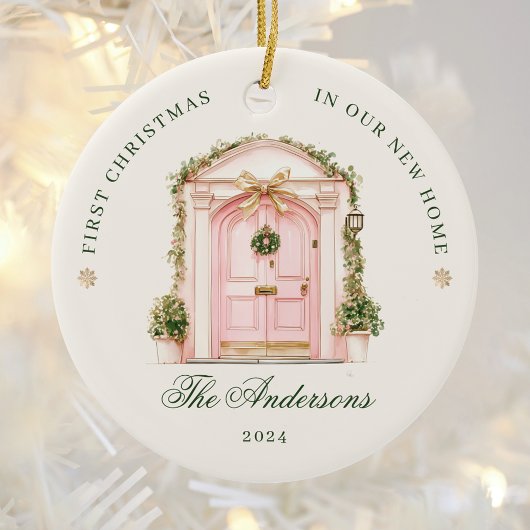 初めてのクリスマスの新しいホームウォーターカラー セラミックオーナメント