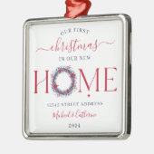 初めてのクリスマスの新しいホームエレガントリース メタルオーナメント (左)