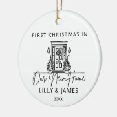 初めてのクリスマスの新しいホームオーナーファミリードア セラミックオーナメント (左)