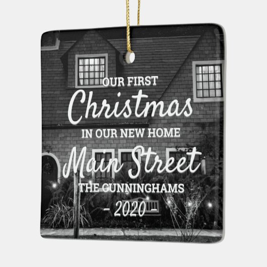 初めてのクリスマスの新しいホームカスタム写真 セラミックオーナメント (左)