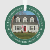 初めてのクリスマスの新しいホームグリーンのカスタム写真 オーナメント (裏面)