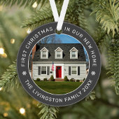 初めてのクリスマスの新しいホームグレーのカスタム写真 オーナメント