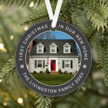 初めてのクリスマスの新しいホームグレーのカスタム写真