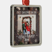 初めてのクリスマスの新しいホームシック写真 メタルオーナメント (右)